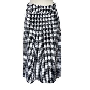 CAbi Black White Houndstooth Midi Skirt Style 4023 Sz4 NWT